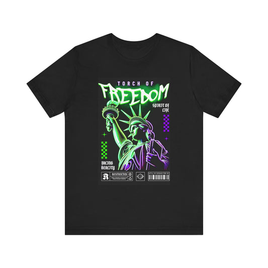 Liberty Graphic Tee, Unisex Jersey Short Sleeve Shirt, Vintage Freedom Shirt, City Inspired Apparel, Perfect for Celebrations